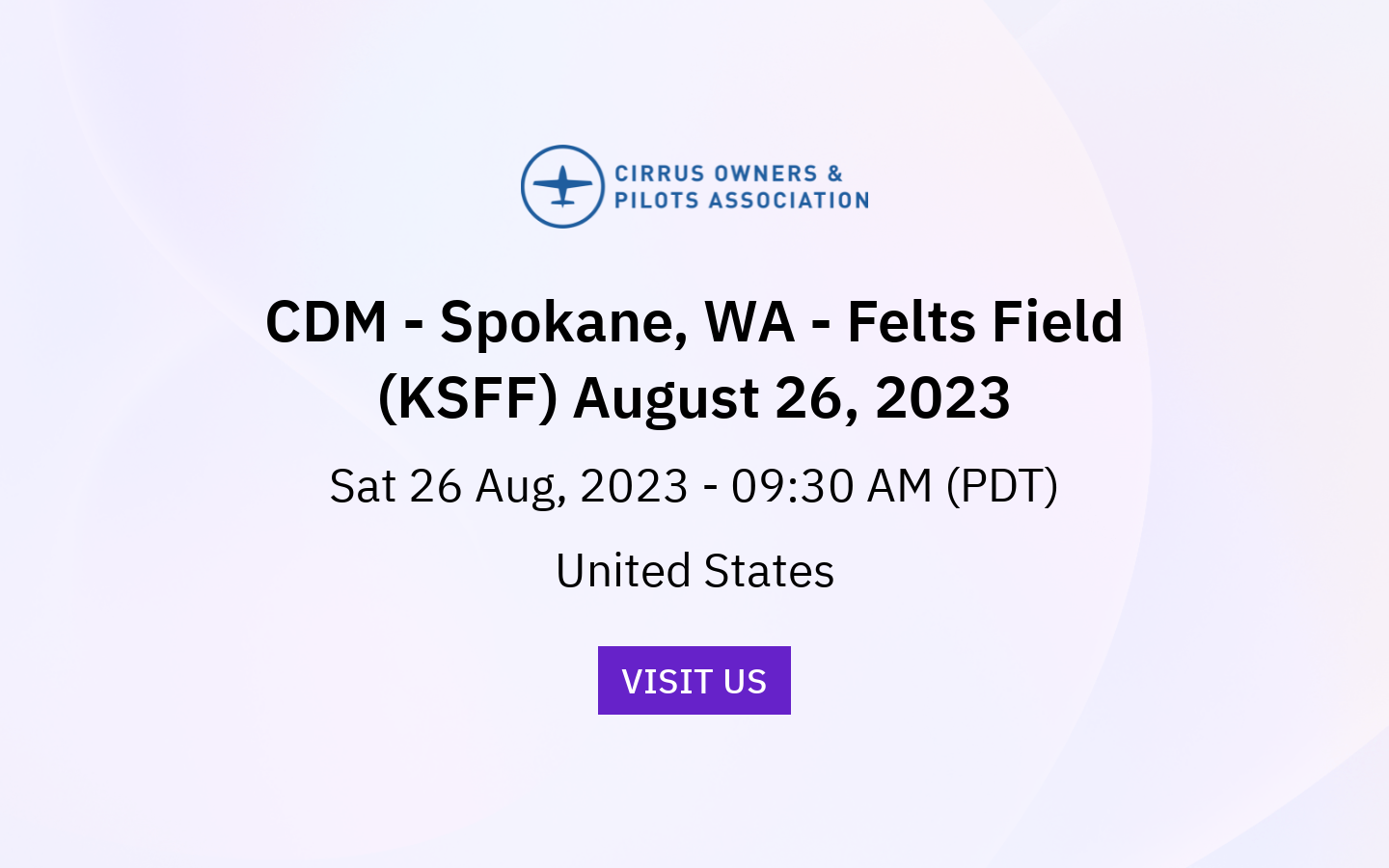 CDM Spokane, WA Felts Field (KSFF) August 26, 2023